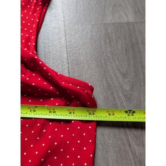 Jones New York Red Sleeveless Polka Dot Pleated Blouse Womens XL Lightweight Top - Picture 7 of 7